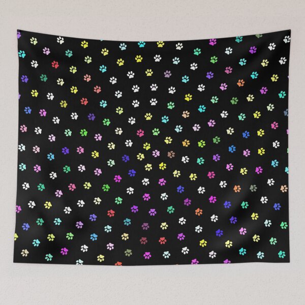 Item preview, Multicolored dog footprints on black background designed and sold by rubenarocho.
