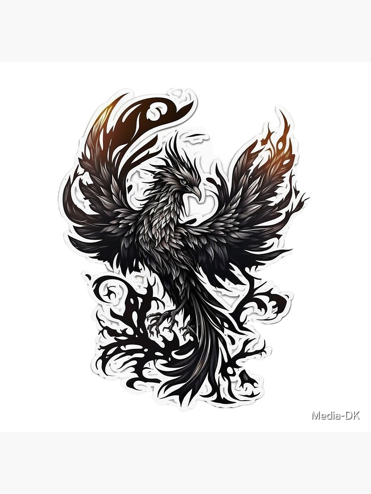 Tatouage Phoenix noir et blanc Sticker Impression artistique