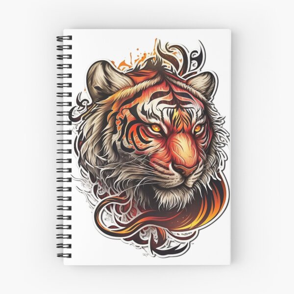 Item preview, Majestic Orange and Black Tiger Tattoo Sticker designed and sold by Media-DK.