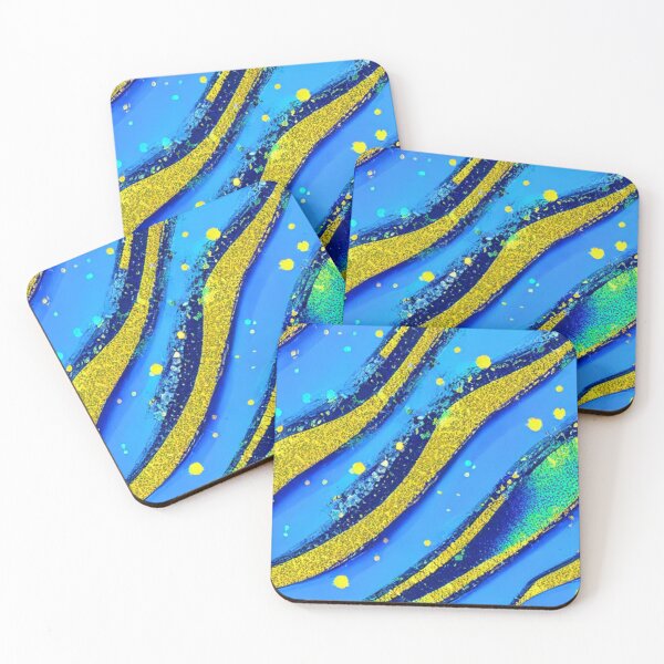 Item preview, Abstract Gold and Blue Waves designed and sold by calibrit.