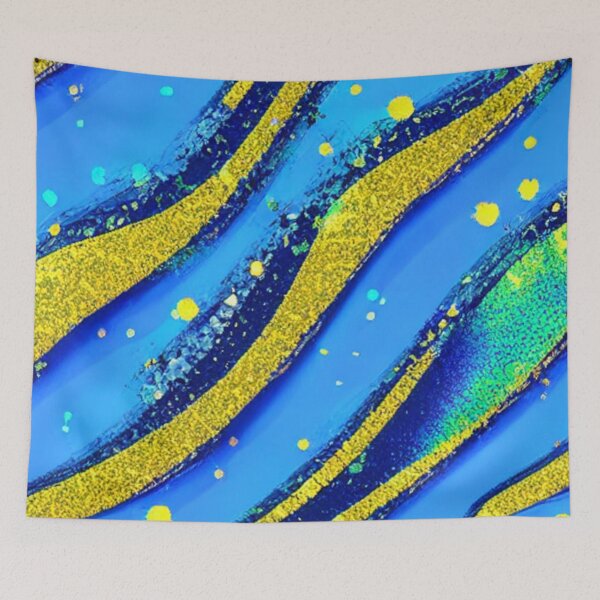 Item preview, Abstract Gold and Blue Waves designed and sold by calibrit.