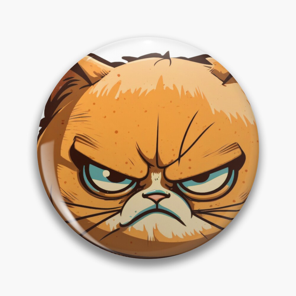 Angry Gray Cat Pin  Funny, cute, & nerdy pins