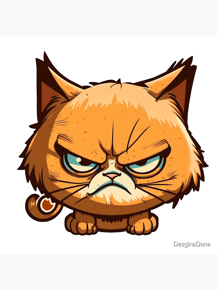 Cute Cartoon Angry Cat