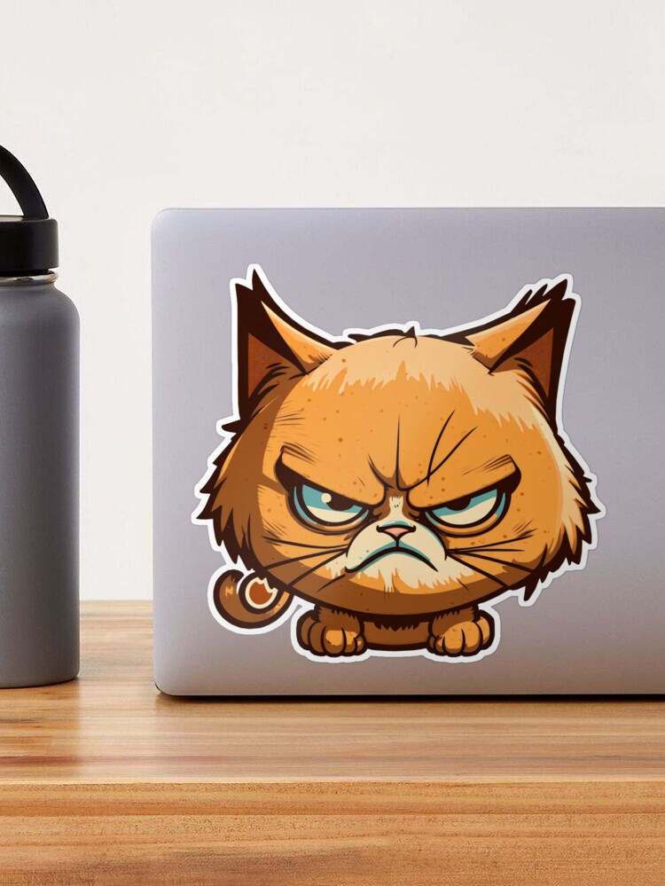 Small And Angry Cute Cat Design | Sticker