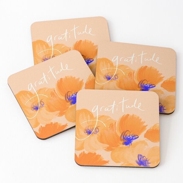 Item preview, peach and orange gratitude beautiful floral art poster manifestation positive poster  designed and sold by Anavrisss.