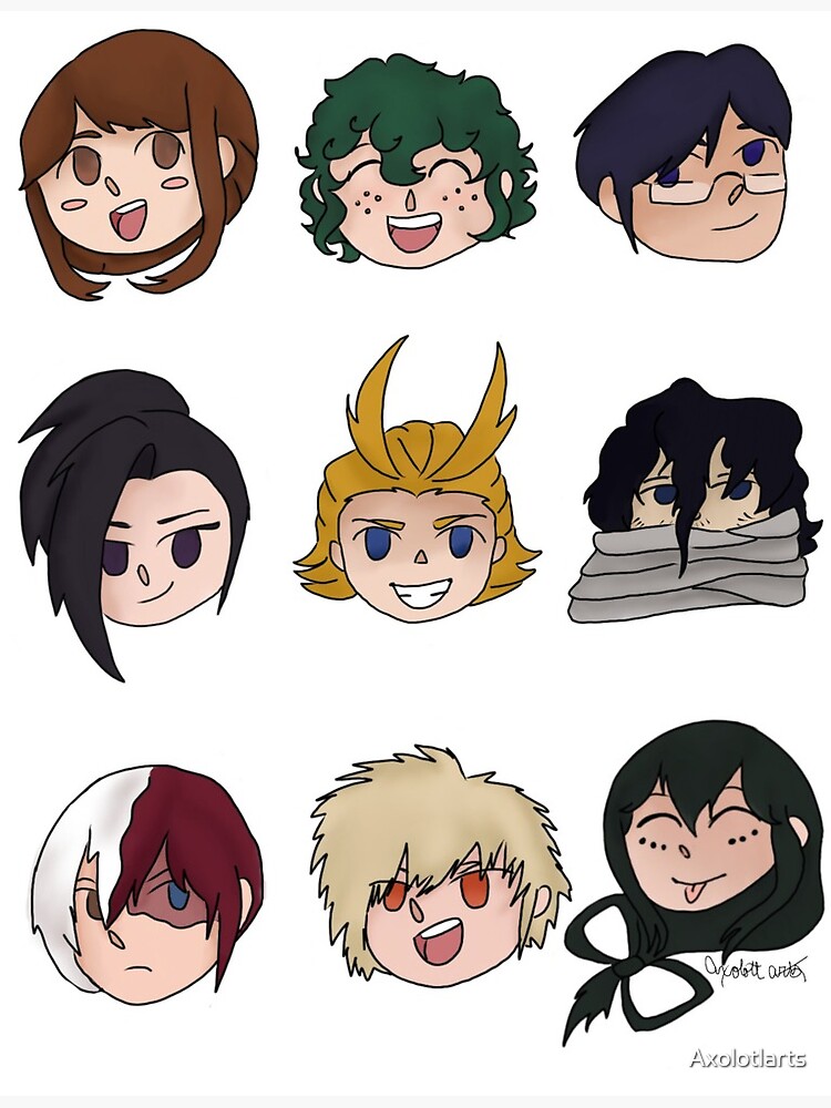 My Hero Academia Chibi Characters Greeting Card By Axolotlarts