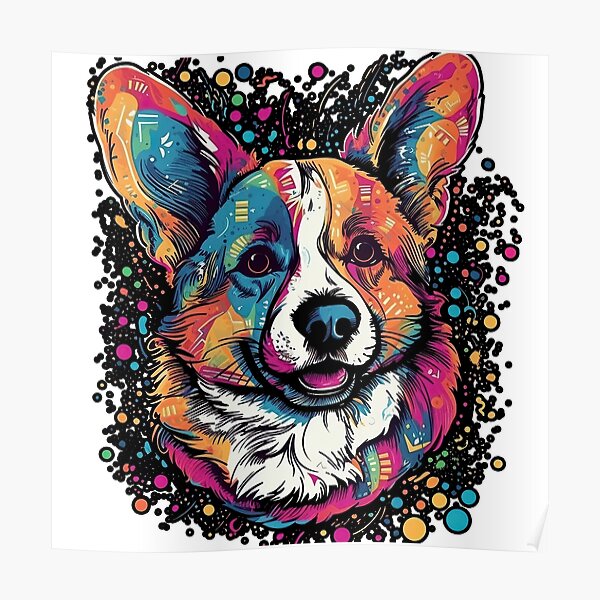 Pembroke Welsh Corgi Graffiti Embroidered T-Shirt