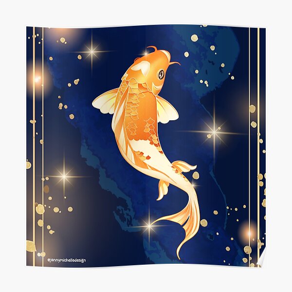 Shimmer in Gold Koi Fish Poster