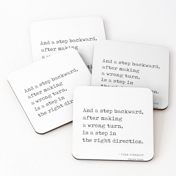 Item preview, And a step backward - Kurt Vonnegut Quote - Literature - Typewriter Print designed and sold by Studio Grafiikka.