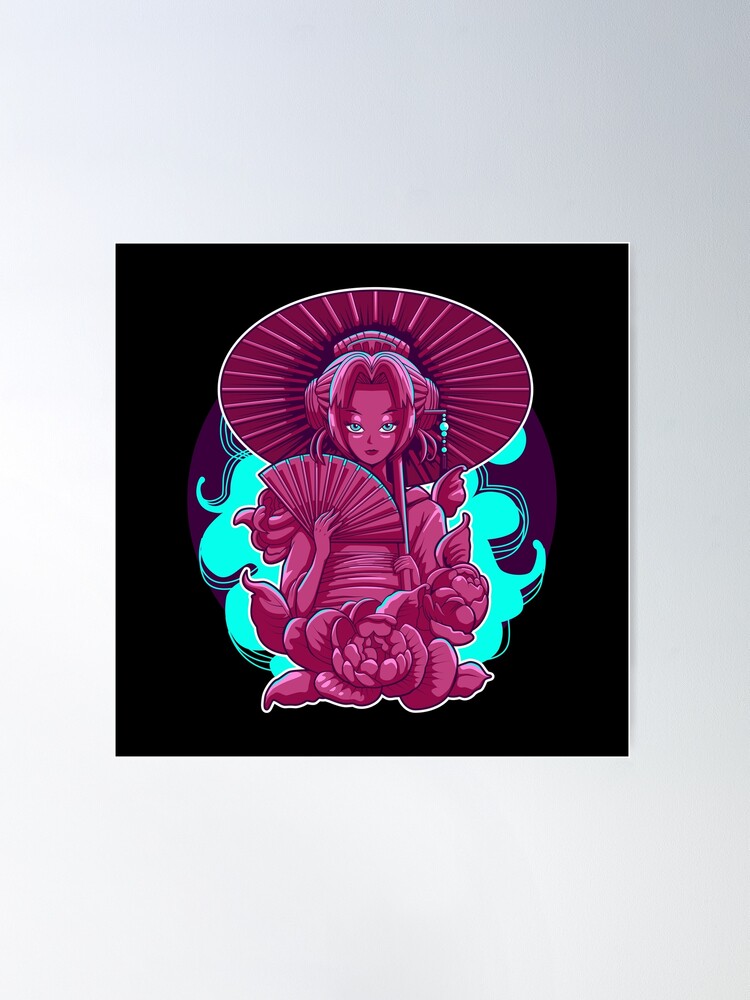 Anime girl in red kimono sticker, cherry blossoms, anime girl  portrait,Japanese traditional costume, anime fan art Sticker for Sale by  DeepikaSingh