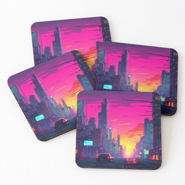 Item preview, Vibrant Retro Cityscape, 80s Neon Pop Art designed and sold by SweetWhiskers.