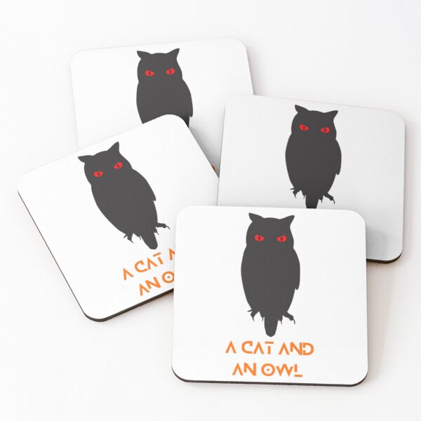 Item preview, A cat and an owl (black 2)   designed and sold by Madrigaller.