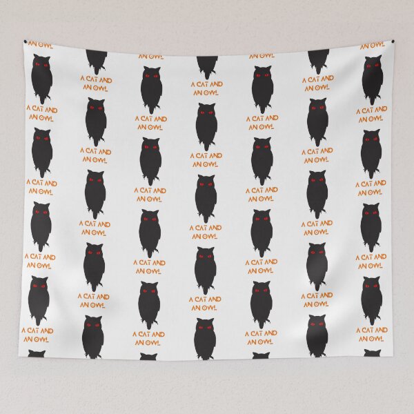 Item preview, A cat and an owl (black 2)   designed and sold by Madrigaller.