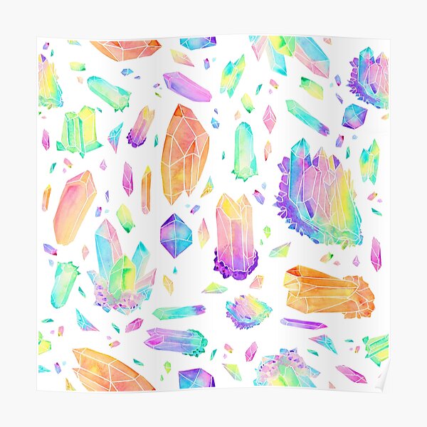 Pastel watercolour crystals Poster