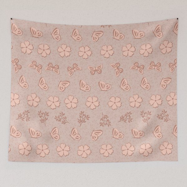 Item preview, Rows of Leaves, Flowers and Butterflies on Light Textured Background designed and sold by ImpalaMoon.