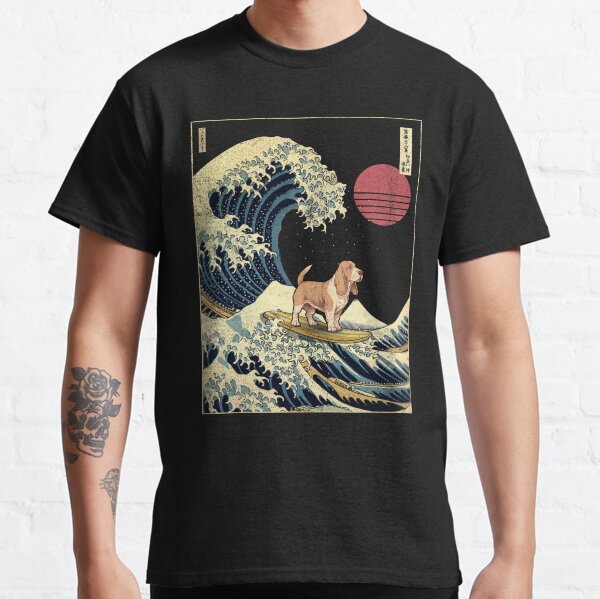 Item preview, Basset Hound Kanagawa Japanese Surfing Wave designed and sold by rafaeltto.