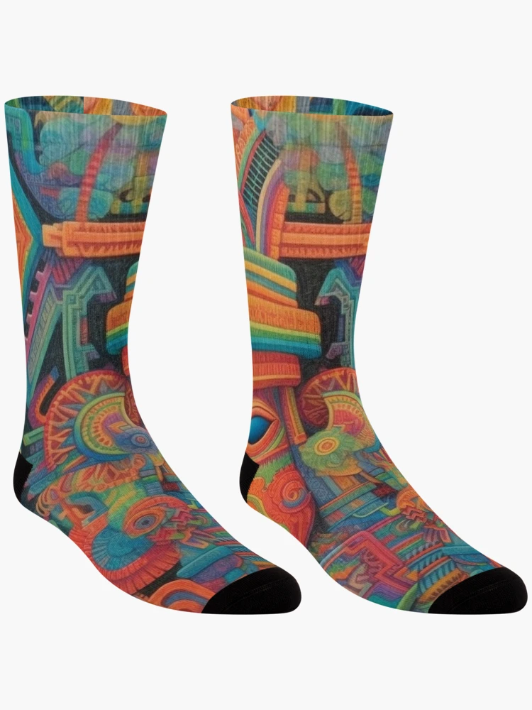 Thumbnail 3 of 5, Socks, Abstract Aztec Patterns designed and sold by Desfix.