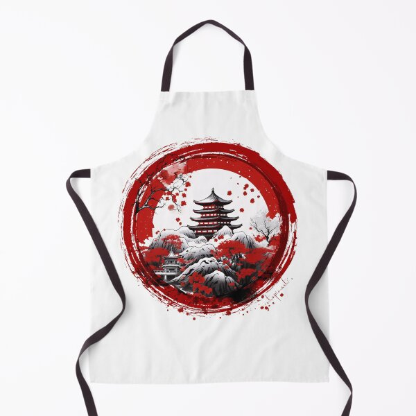 Item preview, Japanese Impressions: A red and white design inspired by Minka houses, mountains and cherry blossoms designed and sold by utopio-art.