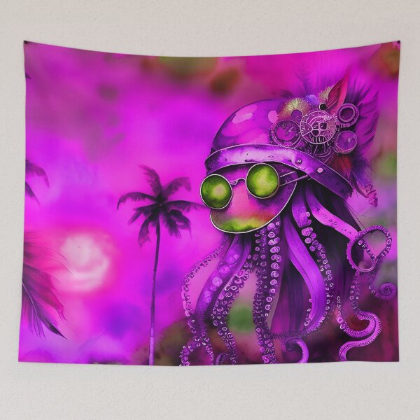 Item preview, Steampunk Octopus Retrofuturism - Lilac and Pink Cephalopod - AI Generated Art 3 of 8 designed and sold by Beachy.