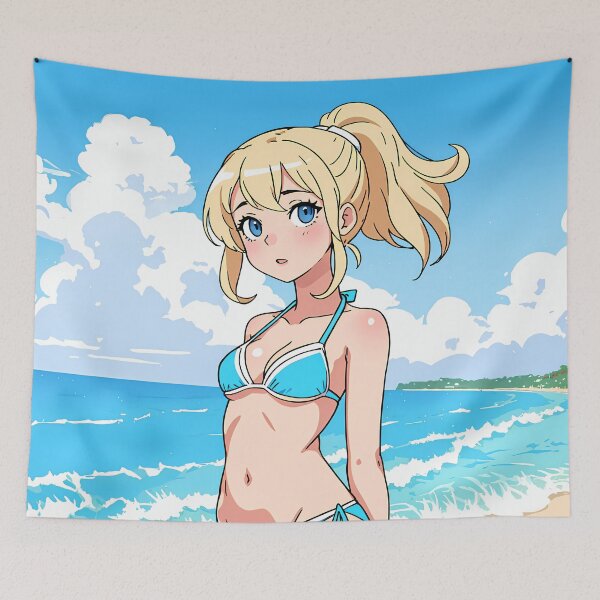 Item preview, Anime girl in blue bikini designed and sold by pinimgart.