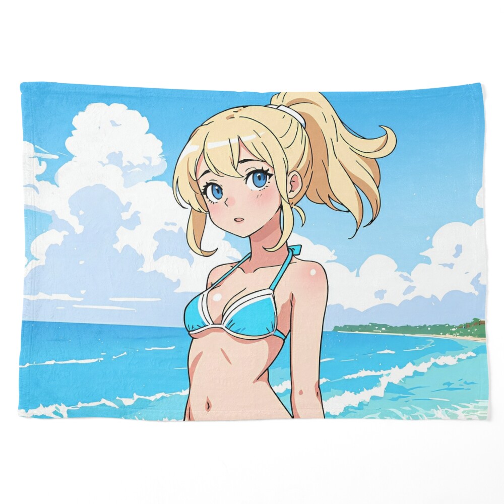 Anime girl in blue bikini