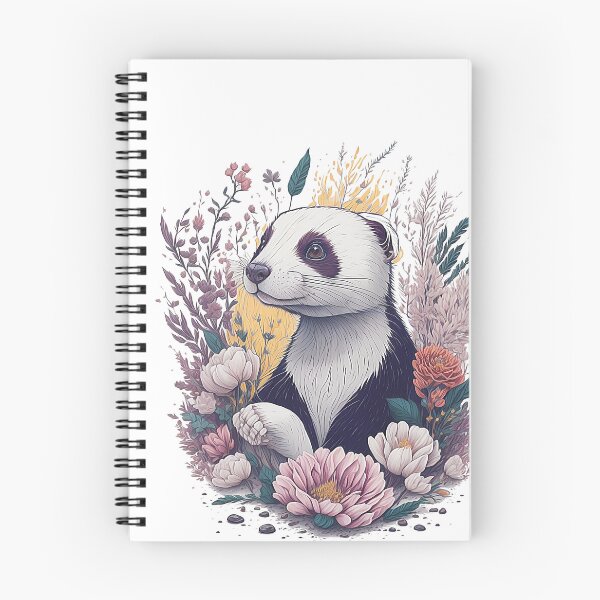 Aperçu de l'œuvre Furet mignon dans Flower Splash aquarelle colorée 3D illustrations vectorielles fleurs et feuilles une illustration très détaillée créée et vendue par Sashindra Wijayarathna.