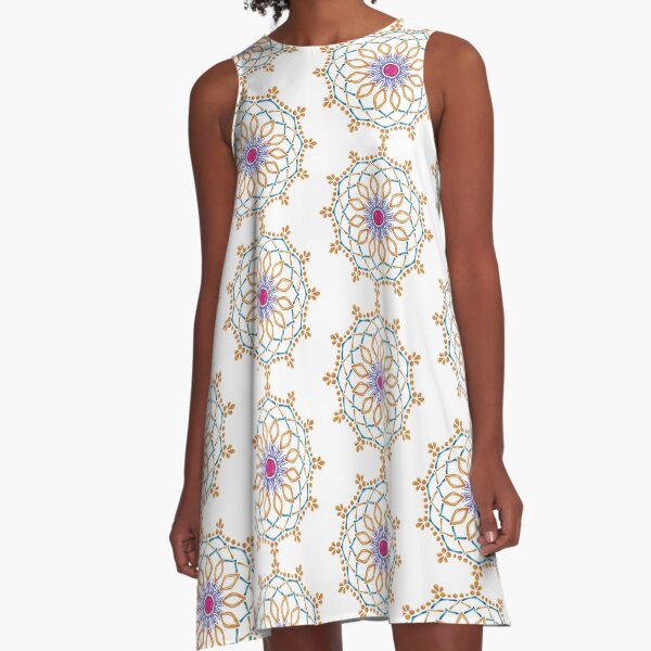 Mandala Patterns Colorful 3 A-Line Dress