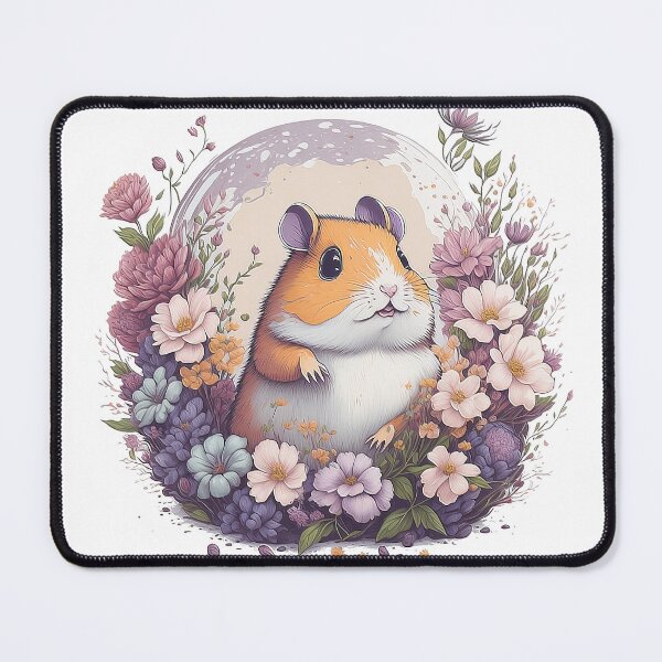 Item preview, Cute Hamster Golden Syrian hamster in Flower Splash Colorful Watercolor 3D Vector Artwork Flowers and Leaves a high detailed illustration designed and sold by Sashindra Wijayarathna.