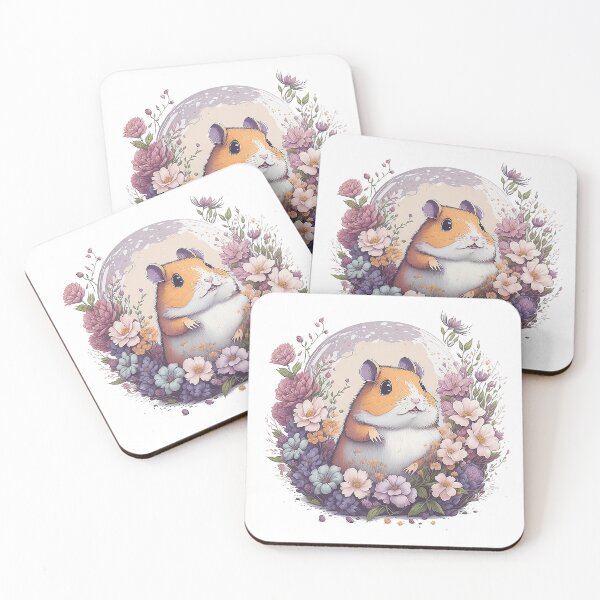 Item preview, Cute Hamster Golden Syrian hamster in Flower Splash Colorful Watercolor 3D Vector Artwork Flowers and Leaves a high detailed illustration designed and sold by Sashindra Wijayarathna.