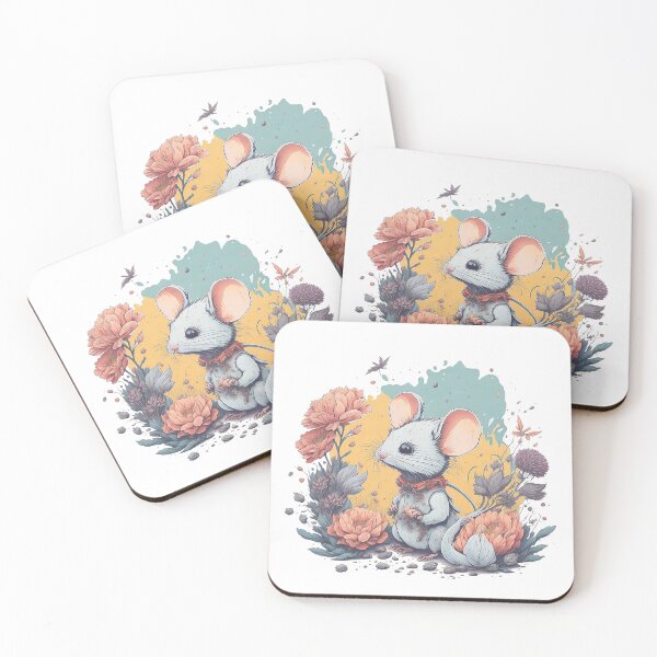 Item preview, Mice in Flower Splash Colorful Watercolor Mouse Rat Micky 3D Vector Artwork Flowers and Leaves a high detailed illustration designed and sold by Sashindra Wijayarathna.