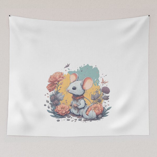 Item preview, Mice in Flower Splash Colorful Watercolor Mouse Rat Micky 3D Vector Artwork Flowers and Leaves a high detailed illustration designed and sold by Sashindra Wijayarathna.