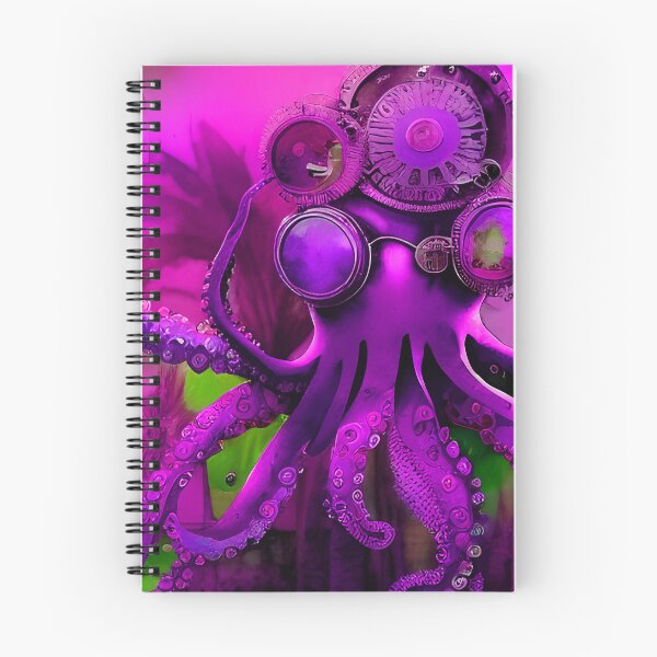Item preview, Steampunk Octopus Retrofuturism - Lilac and Pink Cephalopod - AI Generated Art 4 of 8 designed and sold by Beachy.