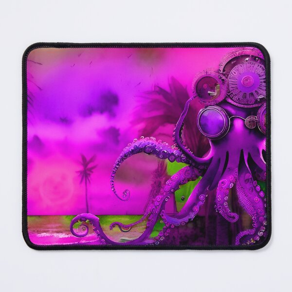 Item preview, Steampunk Octopus Retrofuturism - Lilac and Pink Cephalopod - AI Generated Art 4 of 8 designed and sold by Beachy.