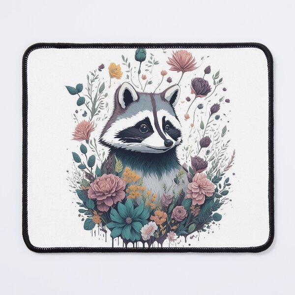 Item preview, Raccoon in Flower Splash Colorful Racoon Watercolor Mouse Rat Micky 3D Vector Artwork Flowers and Leaves a high detailed illustration designed and sold by Sashindra Wijayarathna.