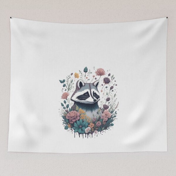 Item preview, Raccoon in Flower Splash Colorful Racoon Watercolor Mouse Rat Micky 3D Vector Artwork Flowers and Leaves a high detailed illustration designed and sold by Sashindra Wijayarathna.