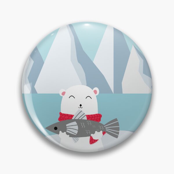 Item preview, Polar bear with red scarf catching fish. designed and sold by Jayjaynaenae.