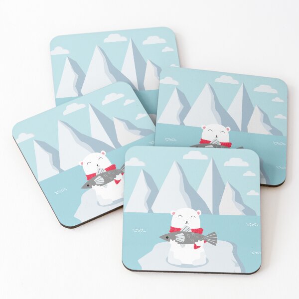 Item preview, Polar bear with red scarf catching fish. designed and sold by Jayjaynaenae.