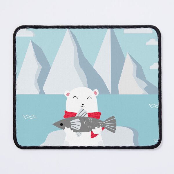 Item preview, Polar bear with red scarf catching fish. designed and sold by Jayjaynaenae.