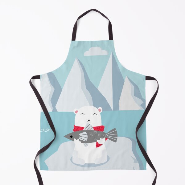 Item preview, Polar bear with red scarf catching fish. designed and sold by Jayjaynaenae.