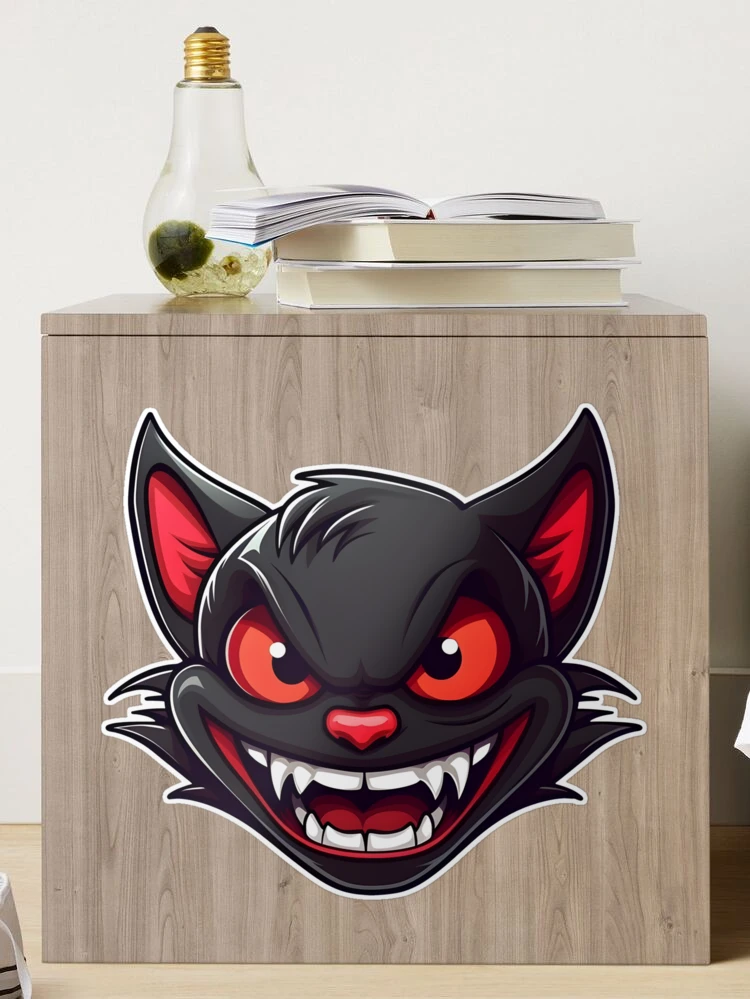 Devil cat - Evil cat - Black cat - Red eyes - Sharp fangs - Black