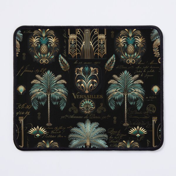 Item preview, Art Deco Palm Tree And Pineapple Ornament Pattern Turquoise Teal Gold designed and sold by artsandsoul.
