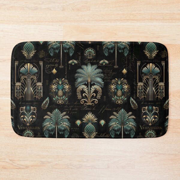Item preview, Art Deco Palm Tree And Pineapple Ornament Pattern Turquoise Teal Gold designed and sold by artsandsoul.
