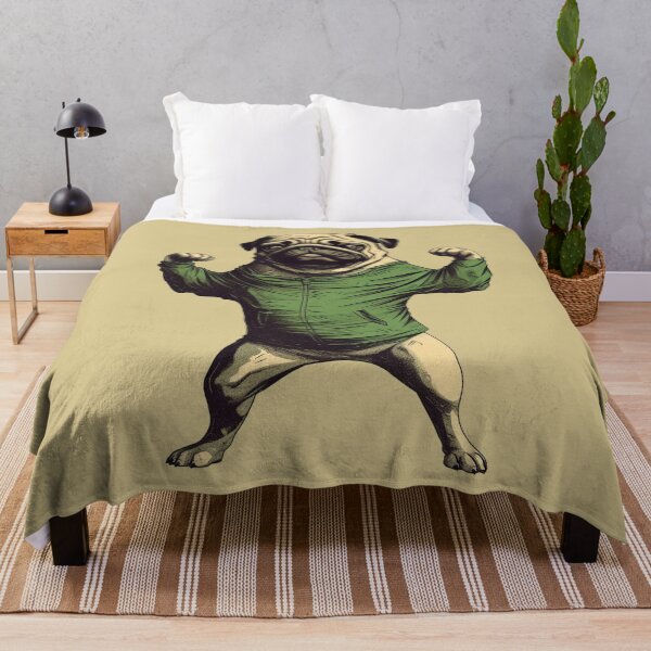 Item preview, Strong Pug Dog in Green Jacket Gym Workout Sports Athletics designed and sold by PinkPinkArts.
