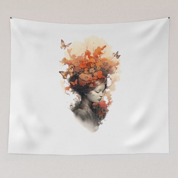 Item preview, woman with flowers and butterflies - Different logo size, position? Email me -  designed and sold by Picture-Art.