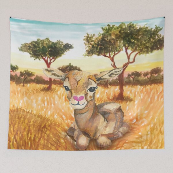 Item preview, Cute baby gazelle painting - Safari Nursery designed and sold by HajnalkArt.