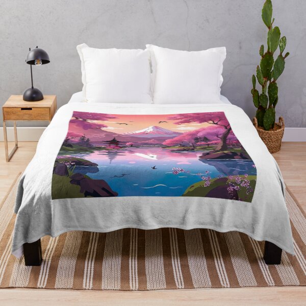 Artikelvorschau, Pink Japanese Landscape - Floral Elegance and Serenity entworfen und verkauft von Neuronexia.