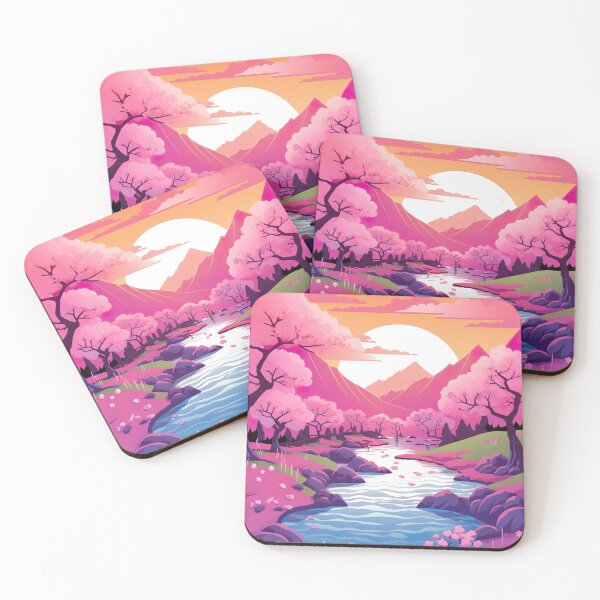 Artikelvorschau, Japanese Landscape in Pink - Softness and Serenity entworfen und verkauft von Neuronexia.