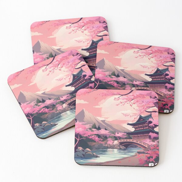 Item preview, Pink Japanese Landscape - Floral Elegance and Serenity designed and sold by Neuronexia.