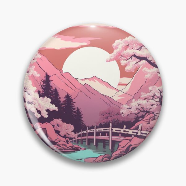 Artikelvorschau, Pink Japanese Landscape - Natural Harmony and Serenity entworfen und verkauft von Neuronexia.