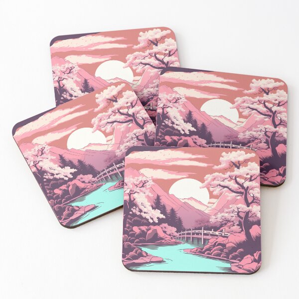 Item preview, Pink Japanese Landscape - Natural Harmony and Serenity designed and sold by Neuronexia.